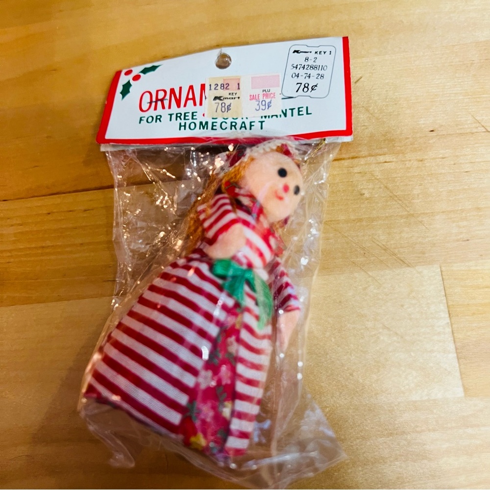 New in Package Vintage Kmart Ornament Woman with a Bonnet Christmas